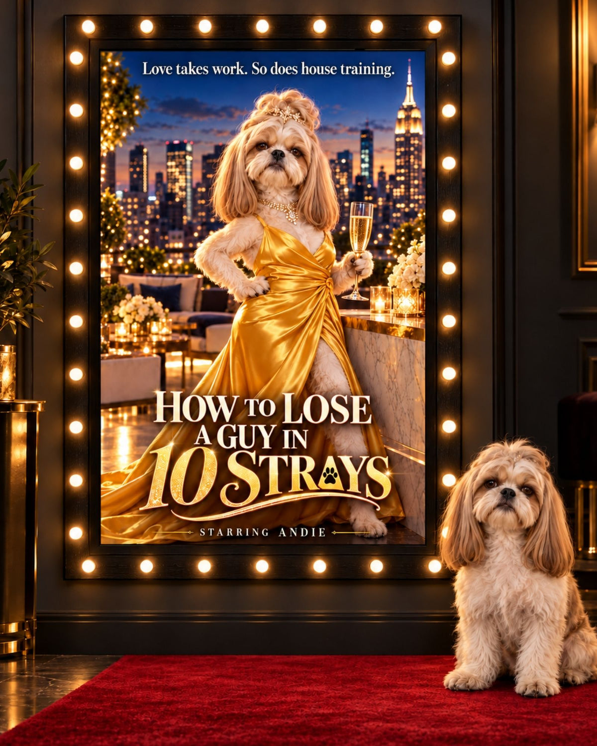 How to Lose a Guy in 10 Strays cinematic custom dog portrait movie poster artwork from PawpStarz