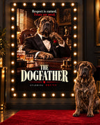 The Dogfather cinematic custom dog portrait movie poster artwork from PawpStarz