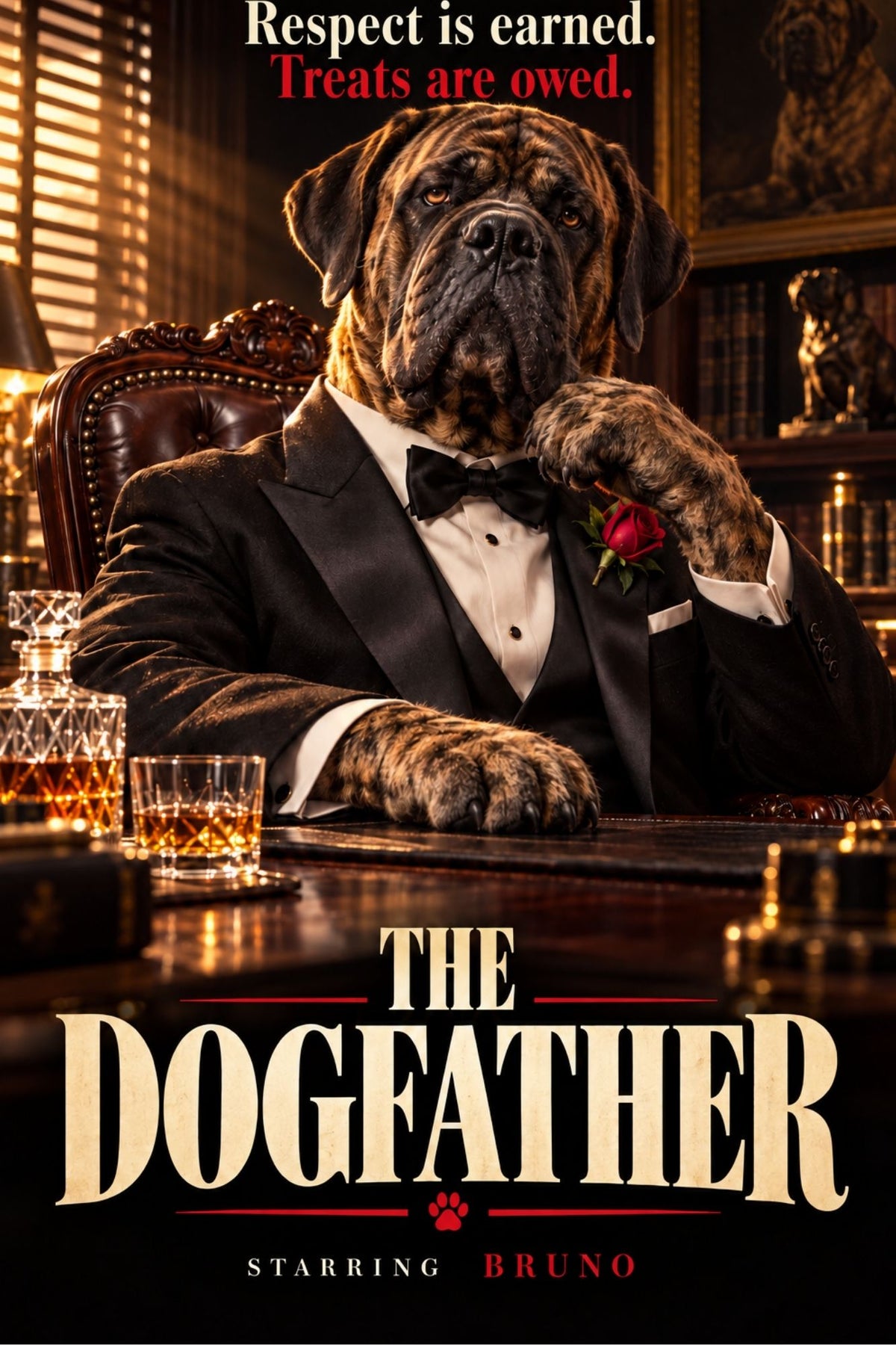 The Dogfather – Custom Dog Art Movie Parody Portrait
