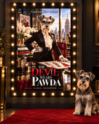 The Devil Wears Pawda cinematic custom dog portrait movie poster artwork from PawpStarz
