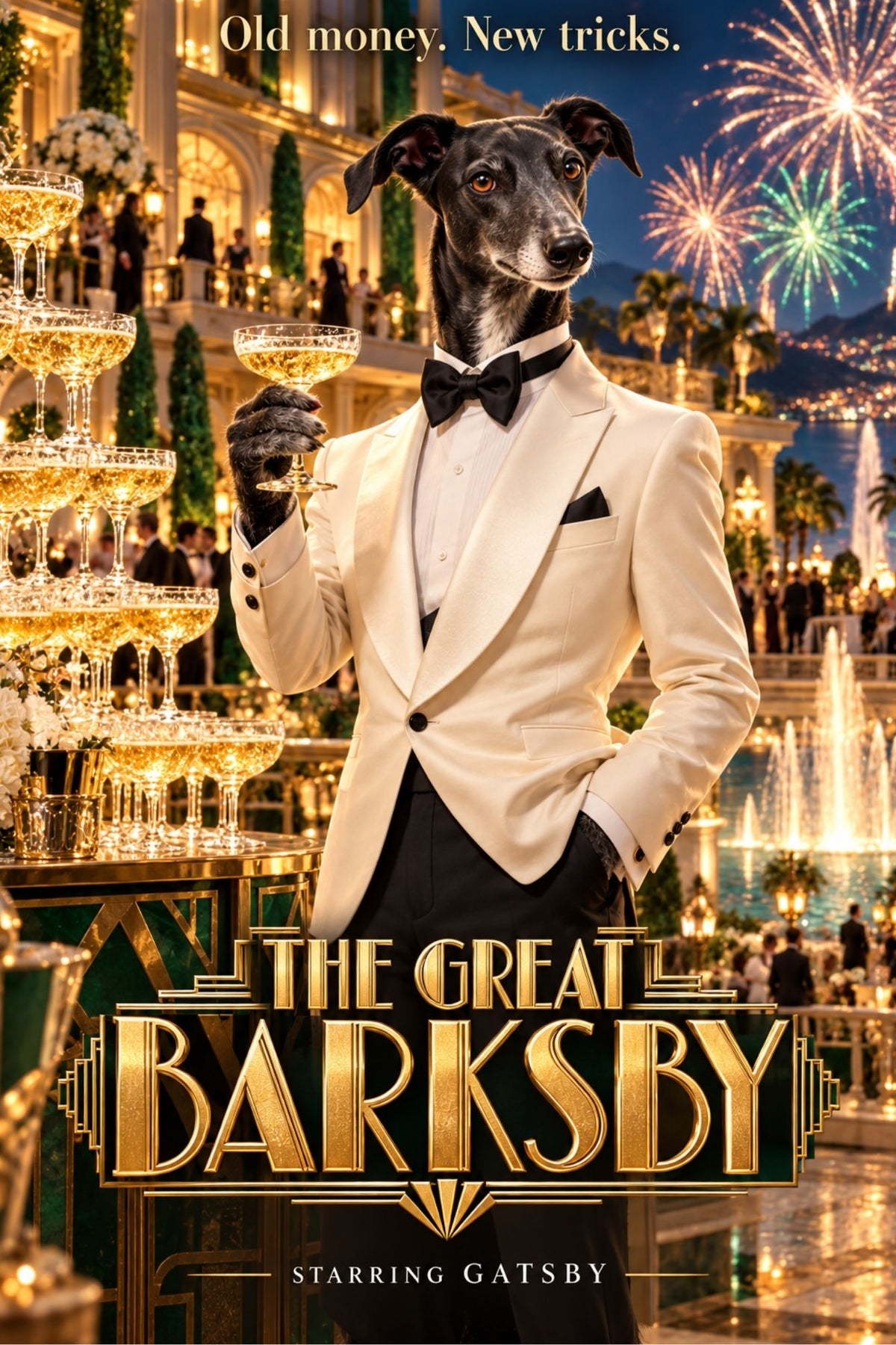 The Great Barksby – Custom Dog Art Movie Parody Portrait
