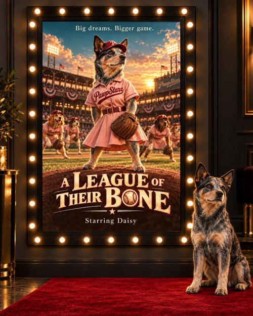 A League of Their Bone cinematic custom dog portrait movie poster artwork from PawpStarz