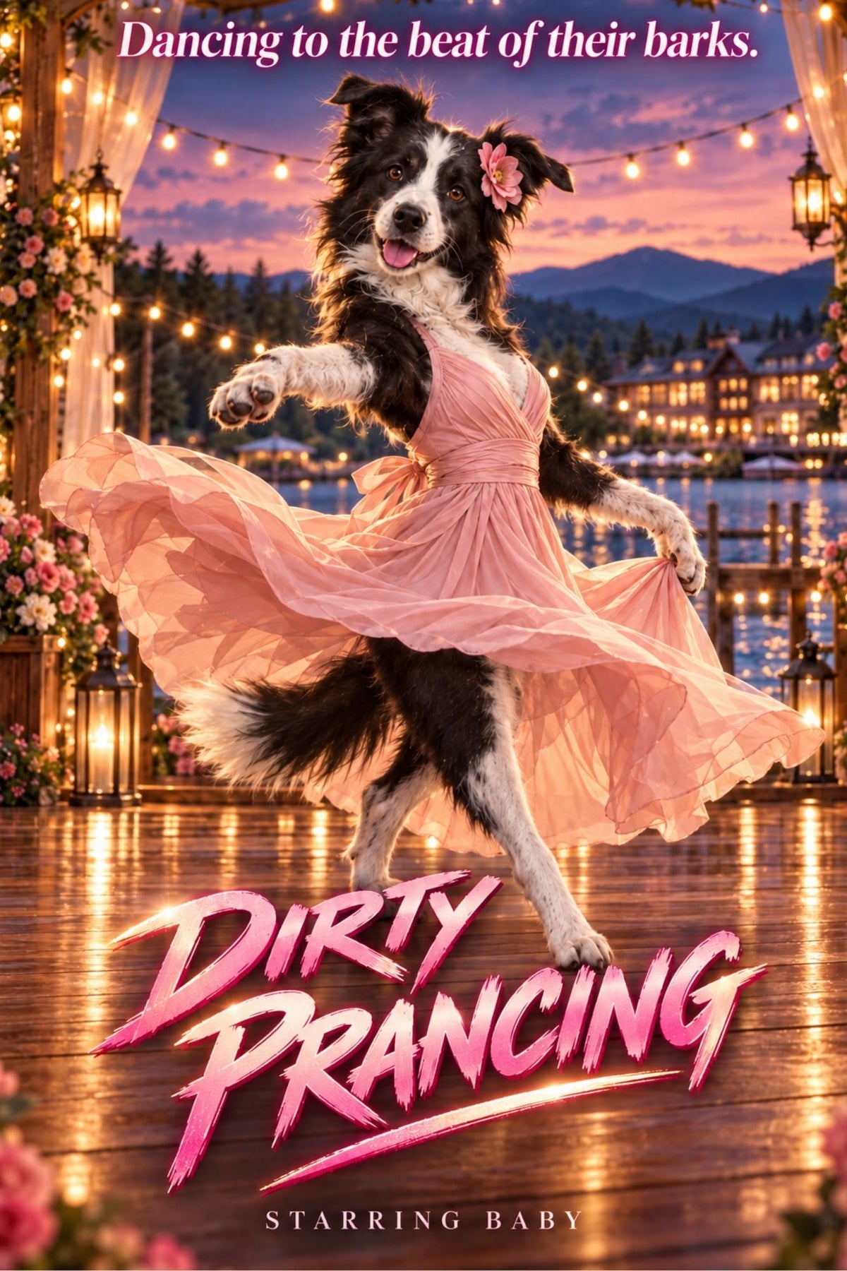 Dirty Prancing – Custom Dog Art Movie Parody Portrait
