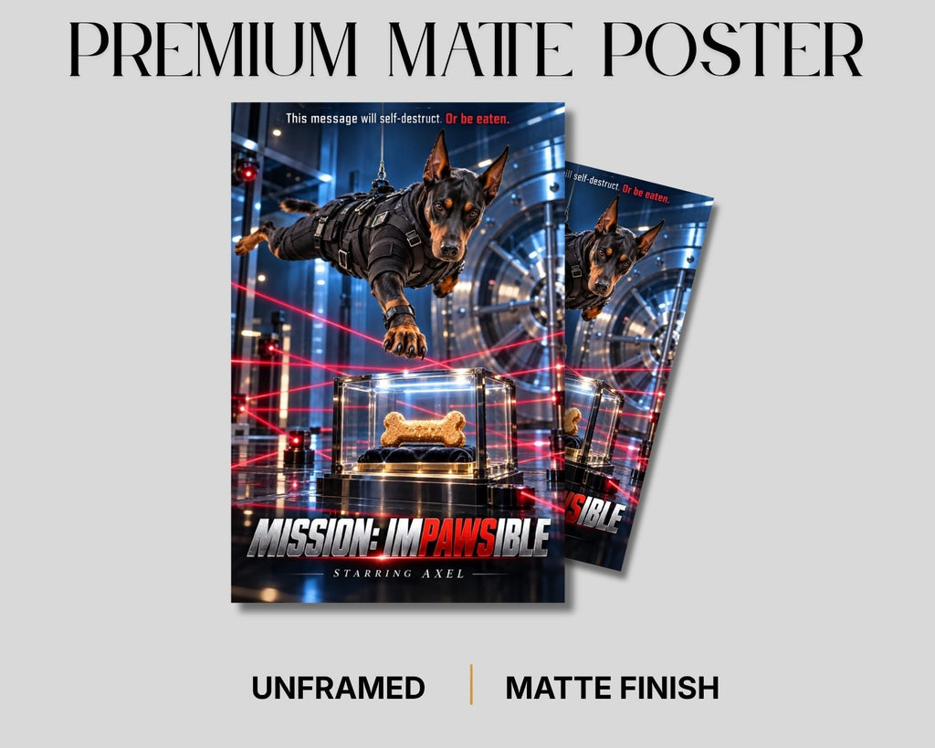 Mission Impawsible – Custom Dog Art Movie Parody Portrait
