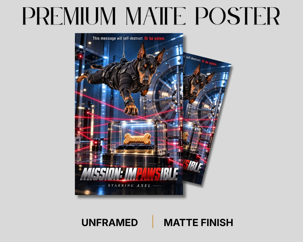 Mission Impawsible – Custom Dog Art Movie Parody Portrait