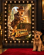 Indiana Bones cinematic custom dog portrait movie poster artwork from PawpStarz