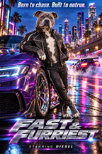 Fast & Furiest – Custom Dog Art Movie Parody Portrait