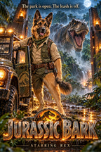 Jurassic Bark – Custom Dog Art Movie Parody Portrait