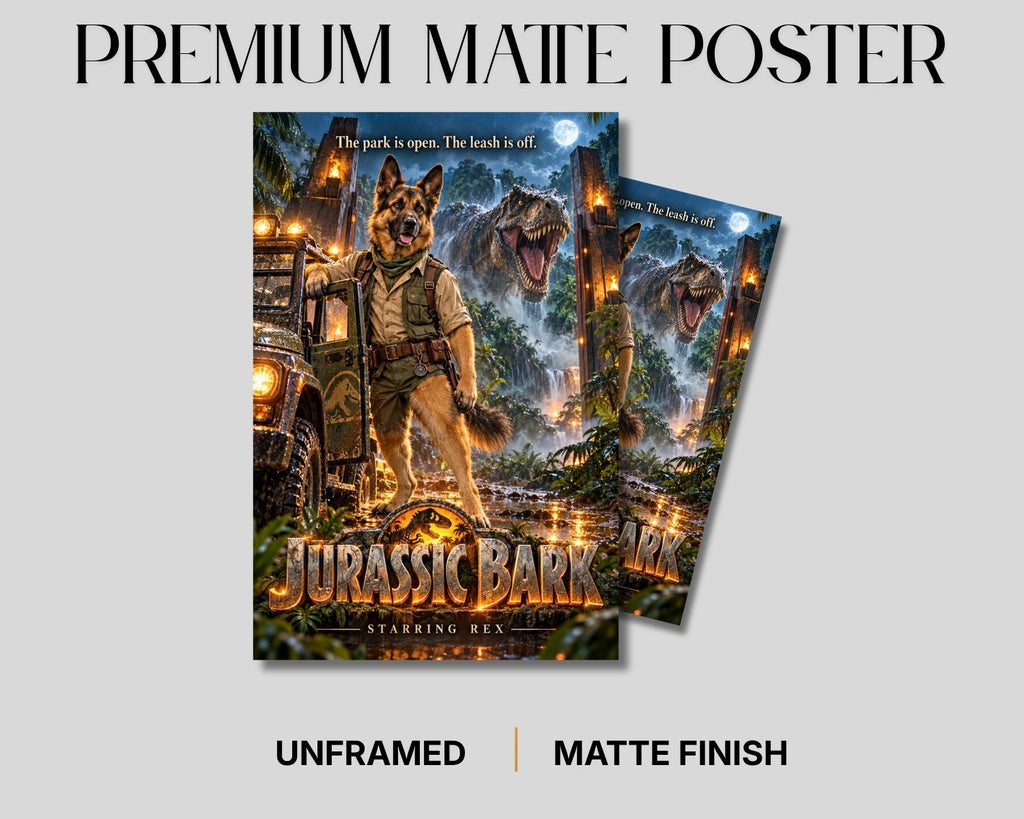 Jurassic Bark – Custom Dog Art Movie Parody Portrait