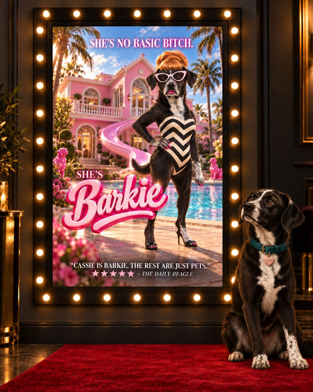 Barkie cinematic custom dog portrait movie poster artwork from PawpStarz