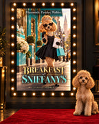 Breakfast at Sniffany's cinematic custom dog portrait movie poster artwork from PawpStarz