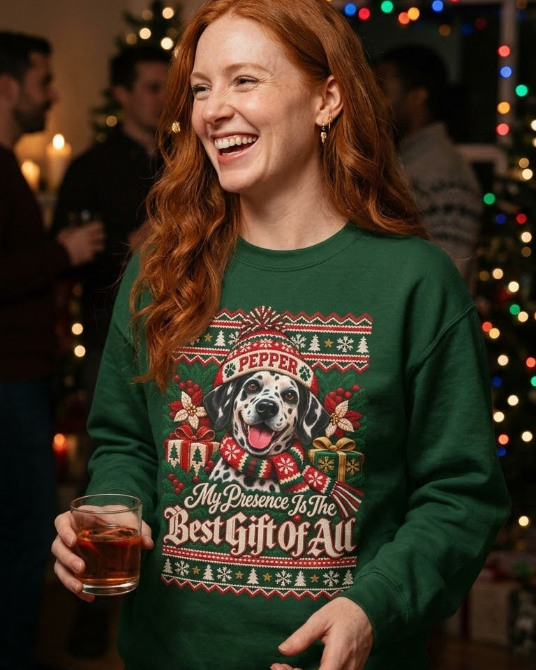 My Presence Is The Best Gift – Custom Dog Christmas Sweatshirt